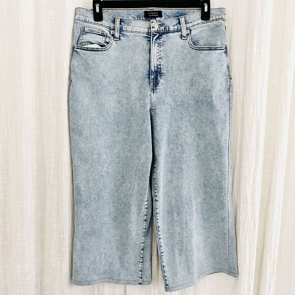 Banana Republic Light Wash Wide Leg High Rise Cropped Jeans - Size 32 / 14 - Picture 1 of 9